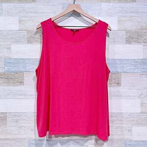 Eileen Fisher Relaxed Jersey Knit Jewel Neck Tank Top Pink Womens Plus Size 3X